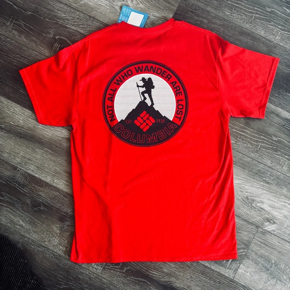 Columbia Sportswear Company Men’s Red NWT “Not All Who Wonder Are Lost” Size L - Picture 2 of 6